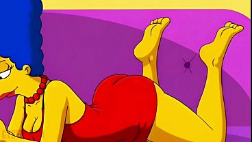 Married Housewife Cheats on Her Cuckold Husband on a Pink Couch&period; Cartoon Parody Simpsons&period; Hentai