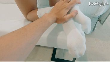 Stepbrother fucks busty blonde and cums inside her while making the bed - Amateur Porn HotKittyAria